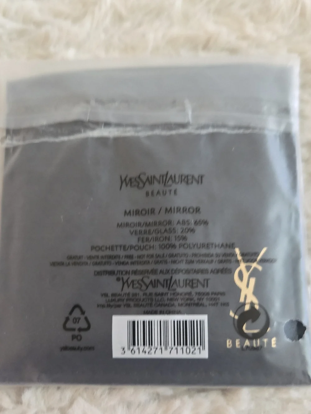 Beauty Yves Saint Laurent White Marble Black Cosmetic Pouches Set With Mirror
